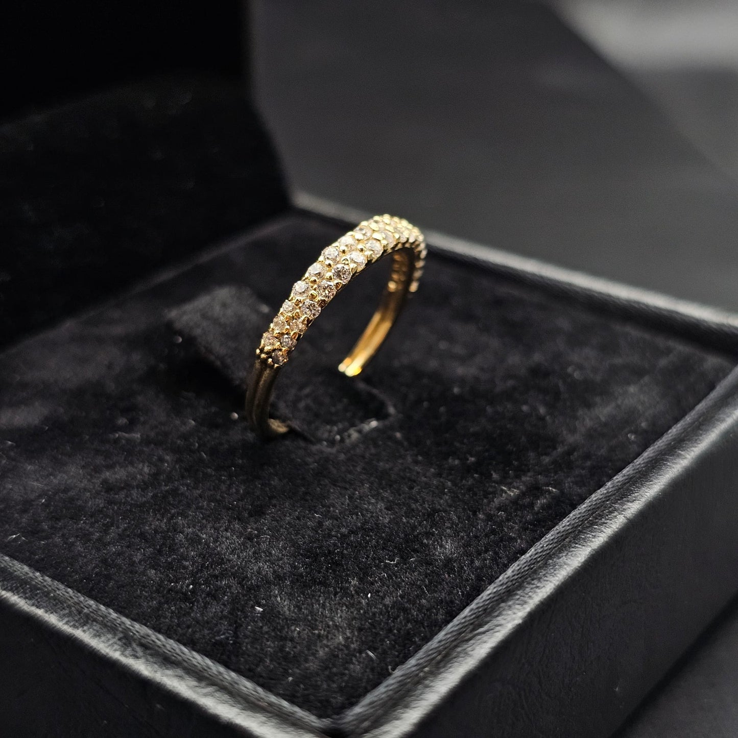 Double Row Riviera Ring in 9K Yellow Gold with Cubic Zirconia