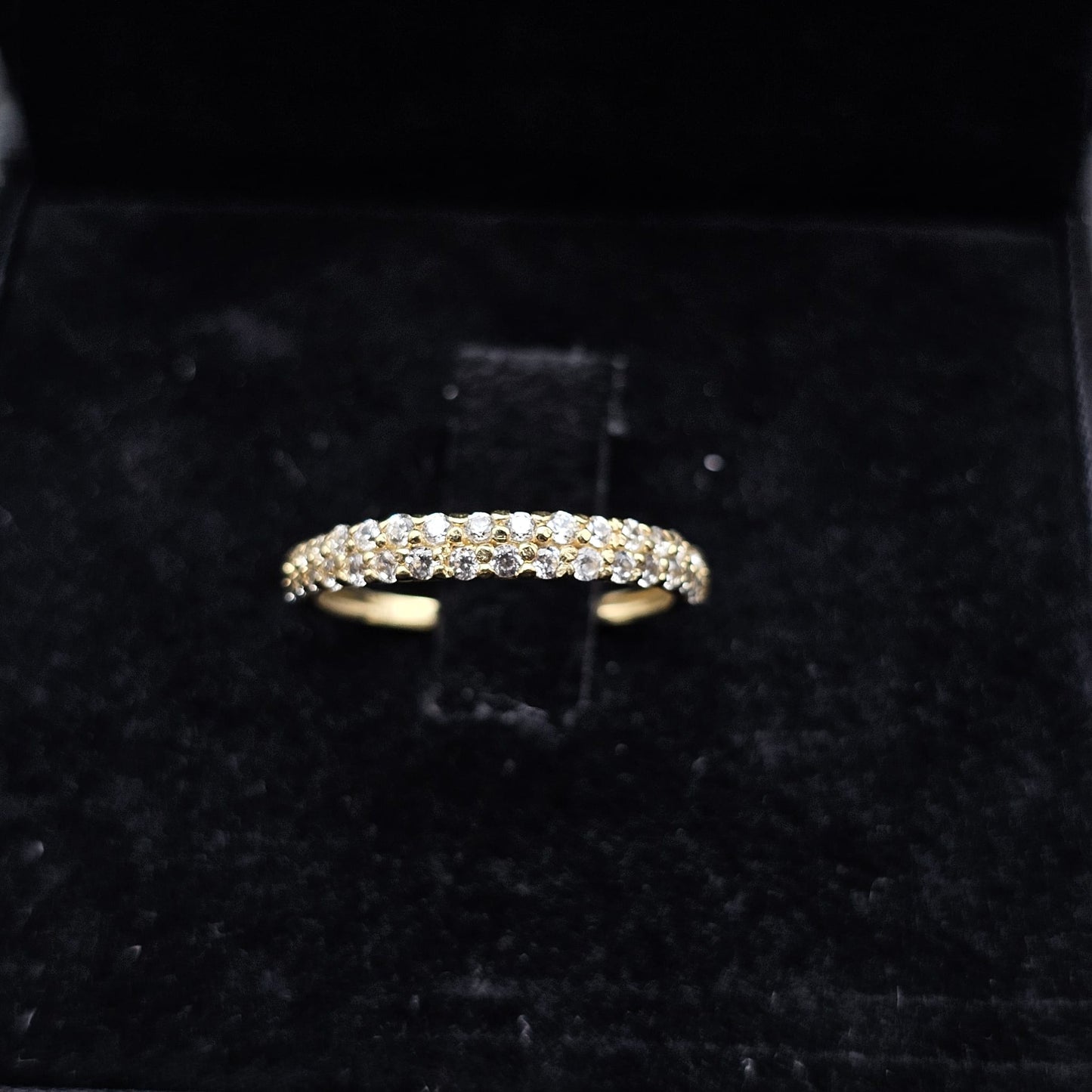 Double Row Riviera Ring in 9K Yellow Gold with Cubic Zirconia