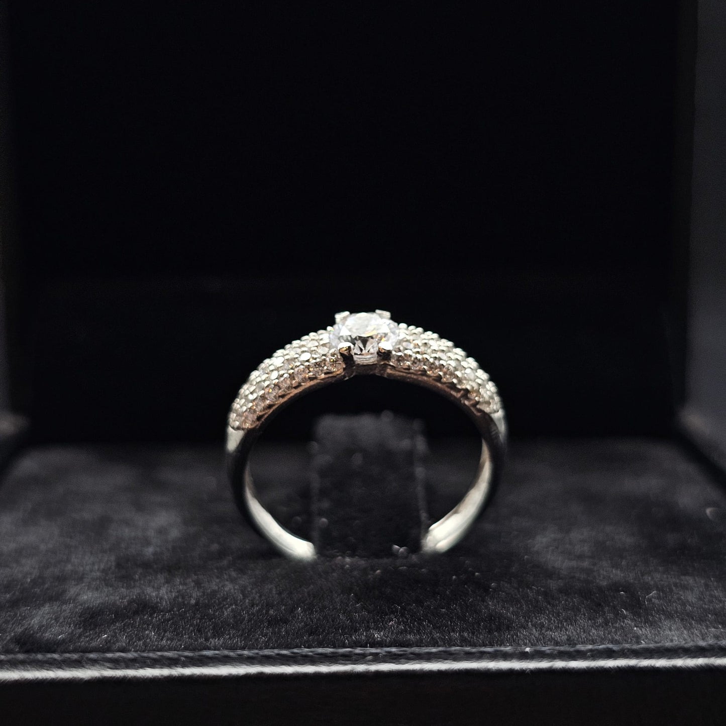 Solitaire Pavé Ring in 9K White Gold with Cubic Zirconia