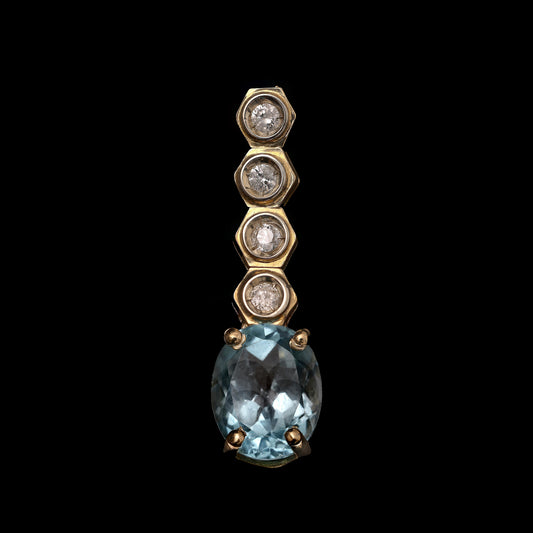 Elegant Jewelry Set in 18K Yellow Gold with Blue Topaz and 0.60 ct Natural Diamonds