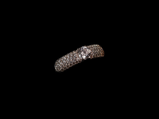Solitaire Pavé Ring in 9K White Gold with Cubic Zirconia
