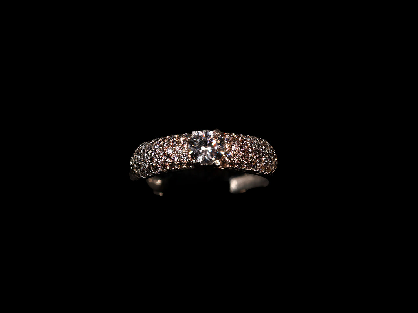 Solitaire Pavé Ring in 9K White Gold with Cubic Zirconia