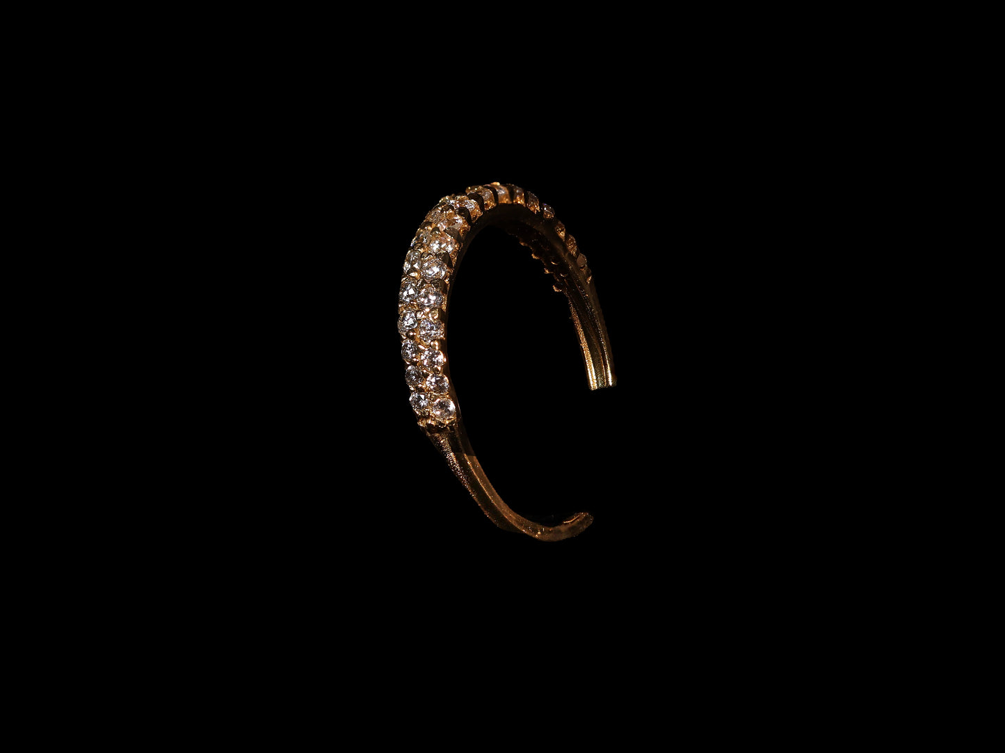 Double Row Riviera Ring in 9K Yellow Gold with Cubic Zirconia