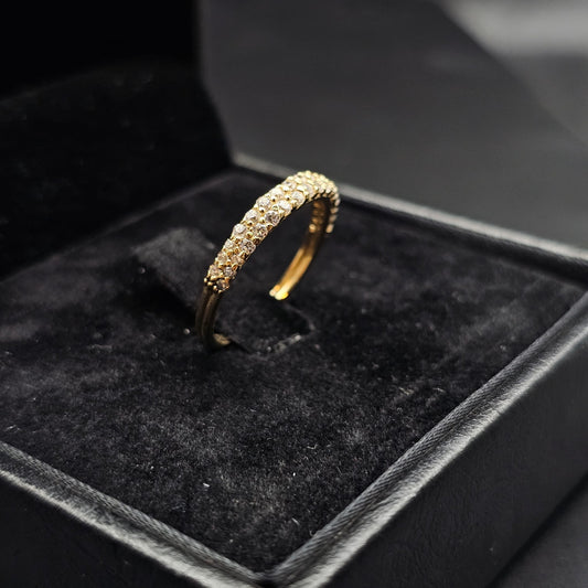 Double Row Riviera Ring in 9K Yellow Gold with Cubic Zirconia