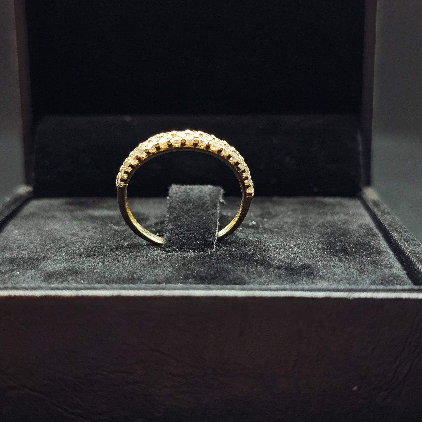 Double Row Riviera Ring in 9K Yellow Gold with Cubic Zirconia